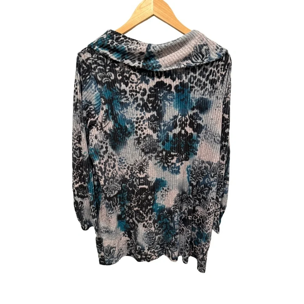 Grace Cowl Neck Floral Print Sweater Top NWT Size 1X